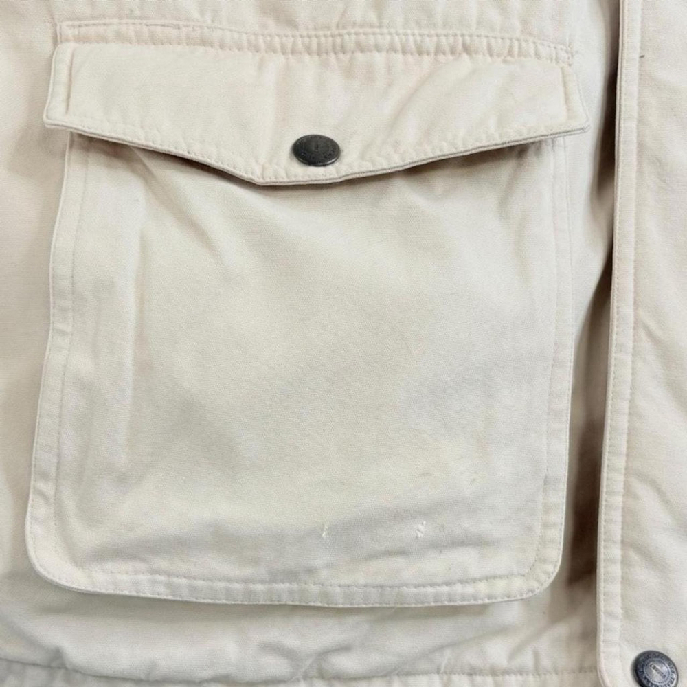 Wintage  Men's L Heavy Duty Canvas Trucker Workwear Beige Vest Flannel lining - Picture 8 of 8